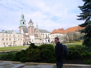 Dad in front of Krakow Castle..
