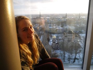 Looking over Riga from the Skyline Bar at the Radisson Blu Hotel..