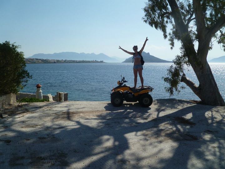 Cruising around Aegina on a quad bike..