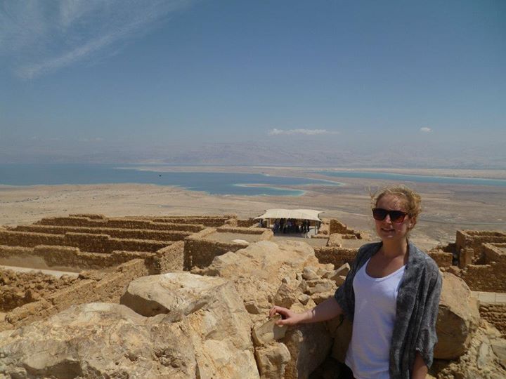 At the top of the Masada ruins overlooking the amazing Dead Sea..