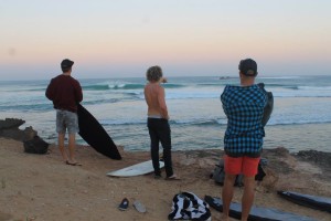 The boys getting ready for an early morning surf – the sun was still rising..!