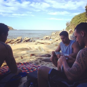 Bbq and cards with the boys at Malabar Beach in Sydney..