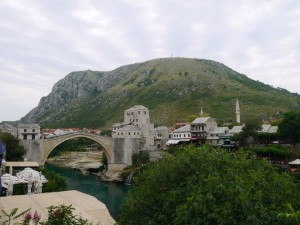 The Old bridge and city of Mostar in Bosnia..