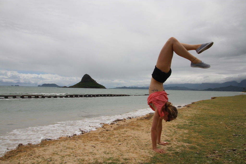 Handstanding in front of the Chinaman’s Hat..!