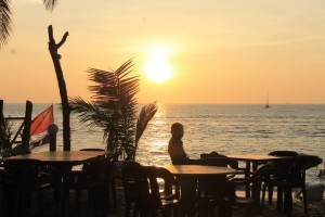 The view from our table having a few afternoon drinks in Pantai Cenang..
