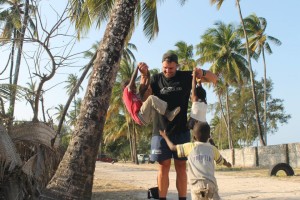 Walking through the villages on teh east coast of Zanzibar and playing with the children..  Such happy laughter..