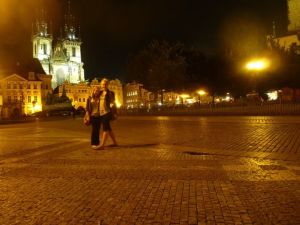 Old Town Square at night..